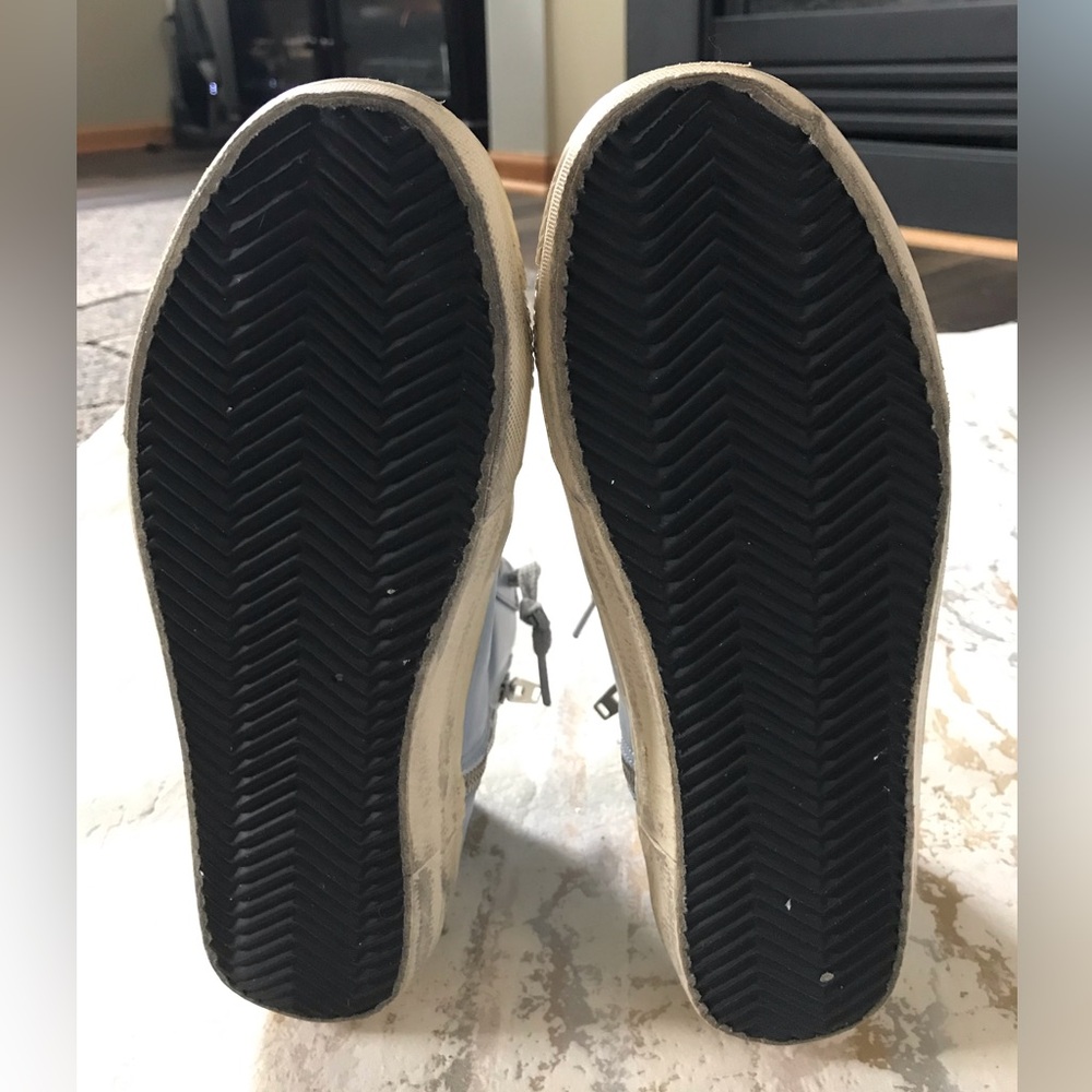 🏇Golden Goose Distressed Light Blue & Silver Hi-Top Sneakers - Picture 7 of 13